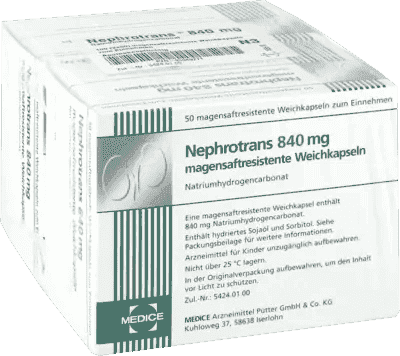 NEPHROTRANS 840 mg, sodium hydrogen carbonate, renal insufficiency, sodium bicarbonate - UKDorf 
