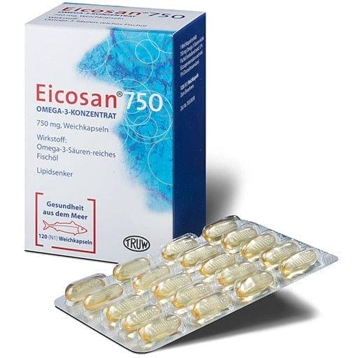 Oil from deep-sea fish, EICOSAN 750 Omega-3 concentrate soft capsules - UKDorf 