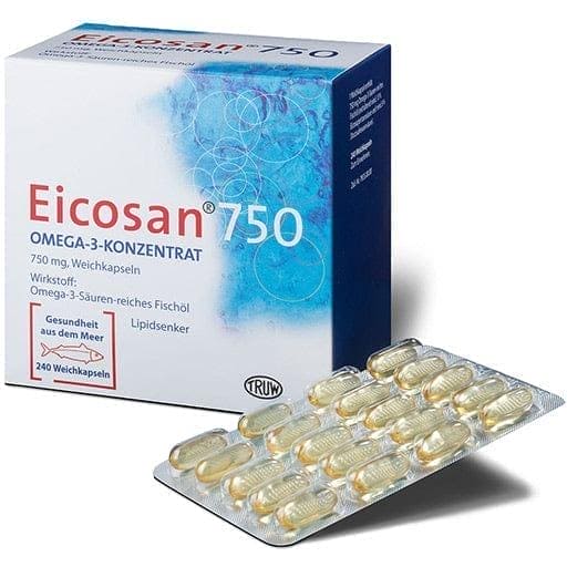 Oil from deep-sea fish, EICOSAN 750 Omega-3 concentrate soft capsules - UKDorf 
