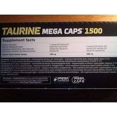 Olimp Taurine 1500mg N120 MEGA capsules taurine supplement, taurine benefits UK
