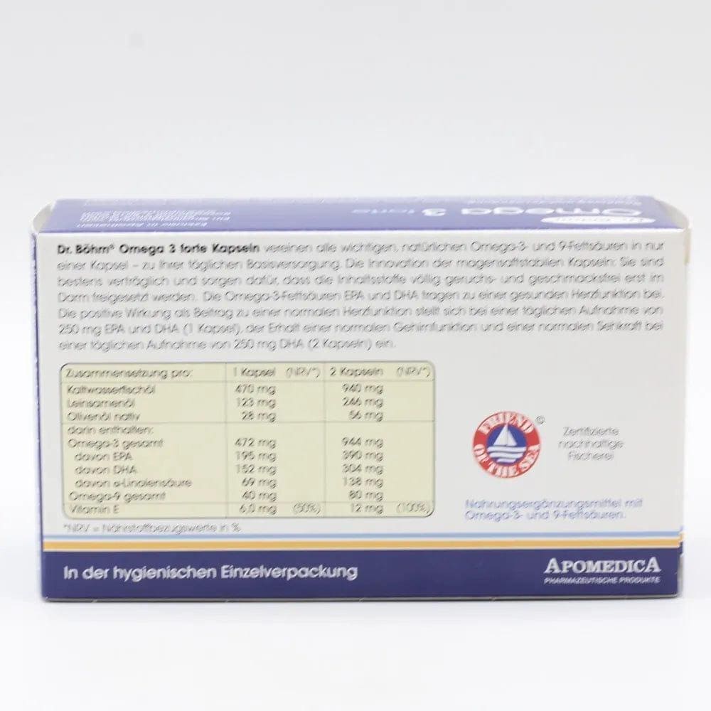 OMEGA-3 forte capsules Dr. Böhm, fish oil, gelatine, linseed oil - UKDorf 