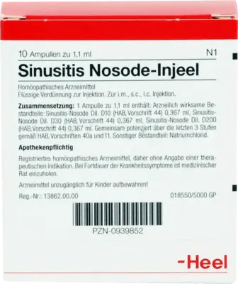 Paranasal sinuses, adenoids, Iymphatism, hay fever, SINUSITIS Nosode Injeel ampoules - UKDorf 
