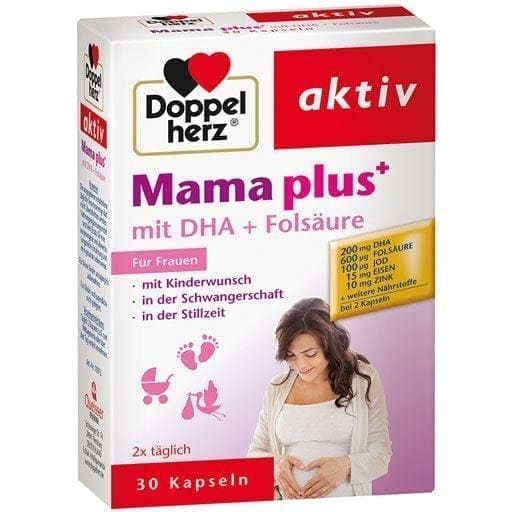 Pregnancy, breastfeeding, DOPPELHERZ Mama plus with DHA, folic acid - UKDorf 