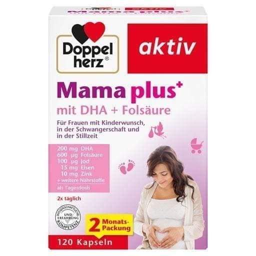 Pregnancy, breastfeeding, DOPPELHERZ Mama plus with DHA, folic acid - UKDorf 
