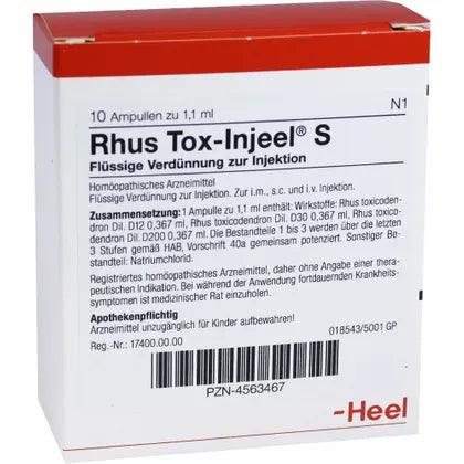 Rheumatism, neuralgia, conjunctivitis, parotitis, mastitis, whitlow, RHUS TOX Injeel S - UKDorf 