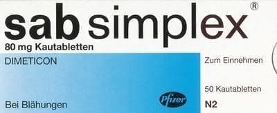 SAB simplex chewable tablets 50 pc simeticone UK