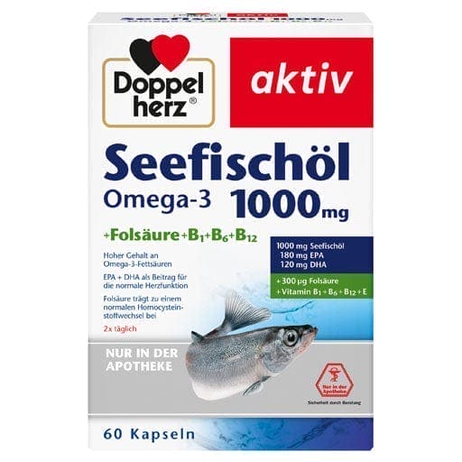 Sea fish oil omega-3, omega 3 fatty acids, Doppelherz 1000 mg - UKDorf 