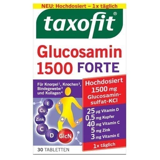 TAXOFIT Glucosamin 1500 FORTE, cholecalciferol, dl-alpha tocopherol - UKDorf 