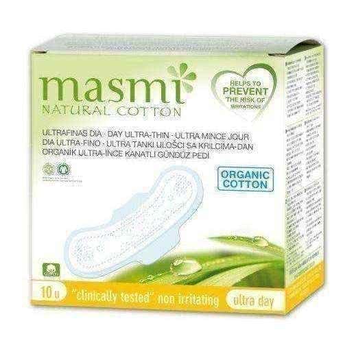 Ultra thin cotton day pads with wings - 100% organic cotton x 10 pieces UK