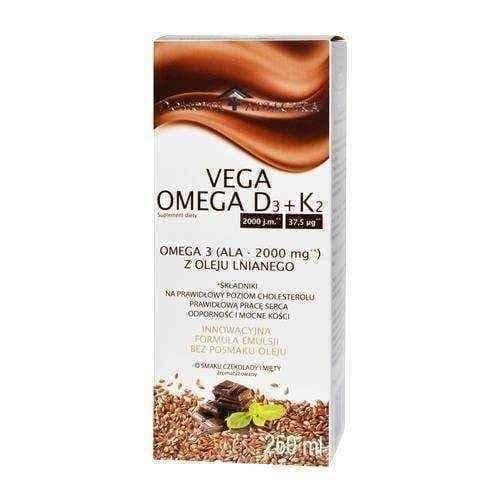 VEGAOMEGA D3 + K2 250ml, omega 3 acid, vitamin D3 and vitamin K2 UK