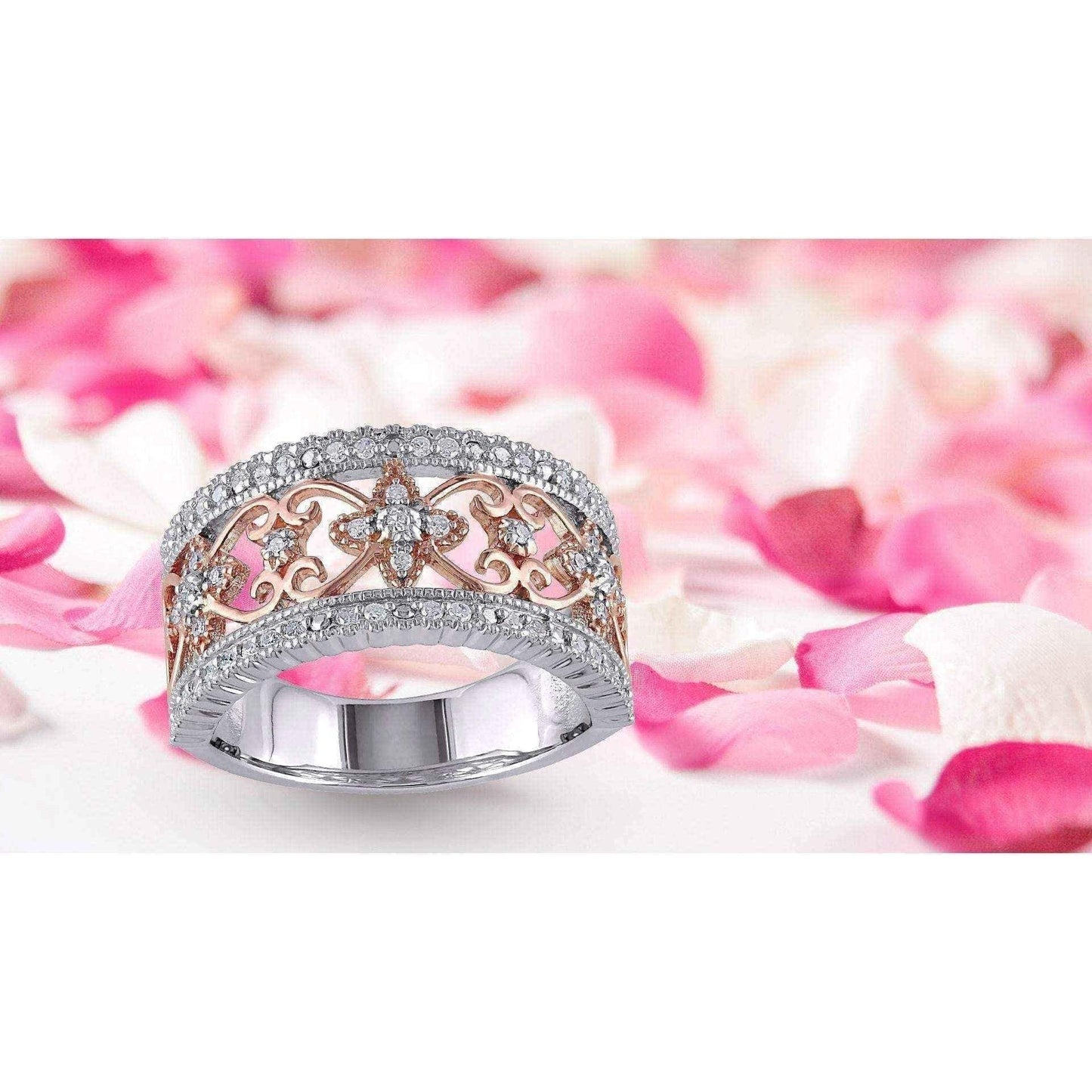 Vintage silver rings - 1/4ct TDW Diamond Ring - Size 8 UK