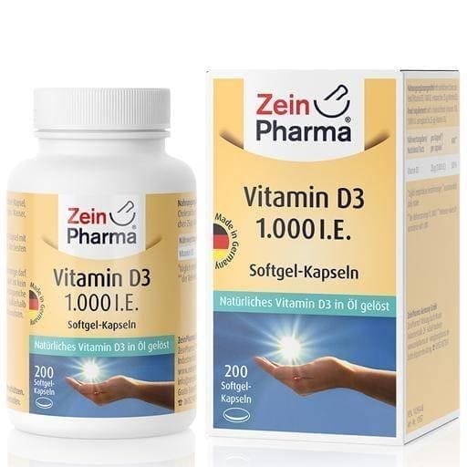 VITAMIN D3 1,000 IU softgel capsules ZeinPharma 200 pcs UK