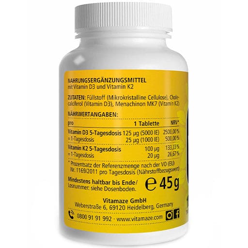 VITAMIN D3 K2 5000 IU/100 µg high dose tablets - UKDorf 