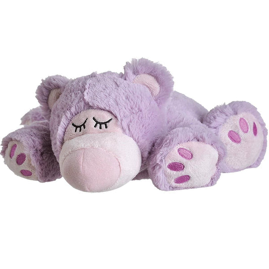 WARMIES Beddy Bear sleepy bear purple remove soft toy, toys UK