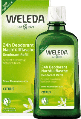 WELEDA Citrus 24h deodorant refill bottle, triethyl citrate, lemon oil - UKDorf 