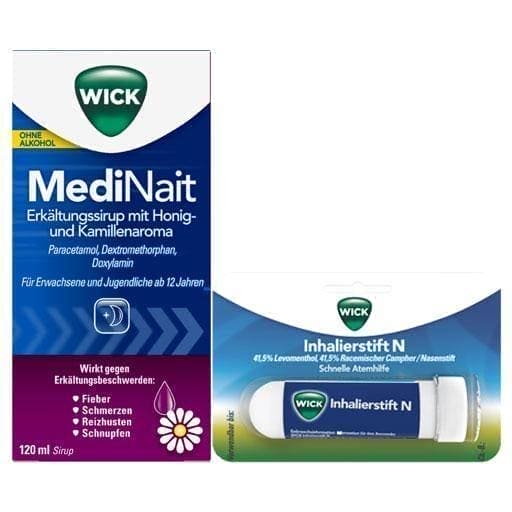 WICK Medinait savings set night 1 pc cold syrup, inhaler pen UK