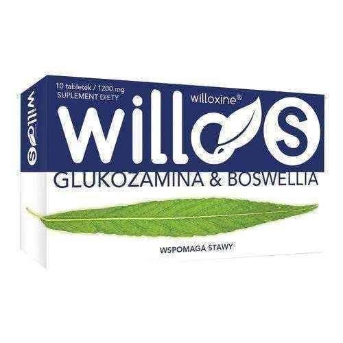 Willo S 1200mg x 10 tablets, white willow bark, boswellia extract, glucosamine sulfate UK