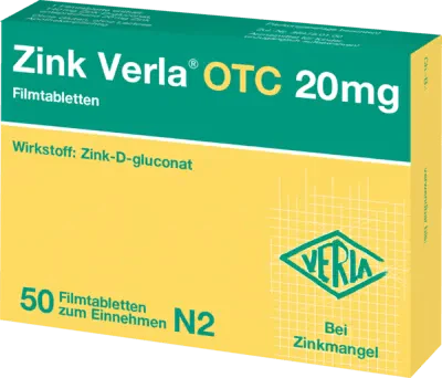 Zinc d-gluconate, ZINC VERLA OTC 20 mg film-coated tablets - UKDorf 