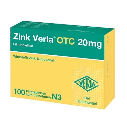 Zinc d-gluconate, ZINC VERLA OTC 20 mg film-coated tablets - UKDorf 